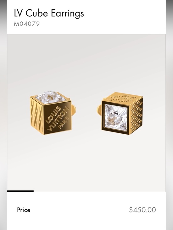 Louis Vuitton Jewelry - Louis Vuitton Gold and Clear Cube Stud Earrings